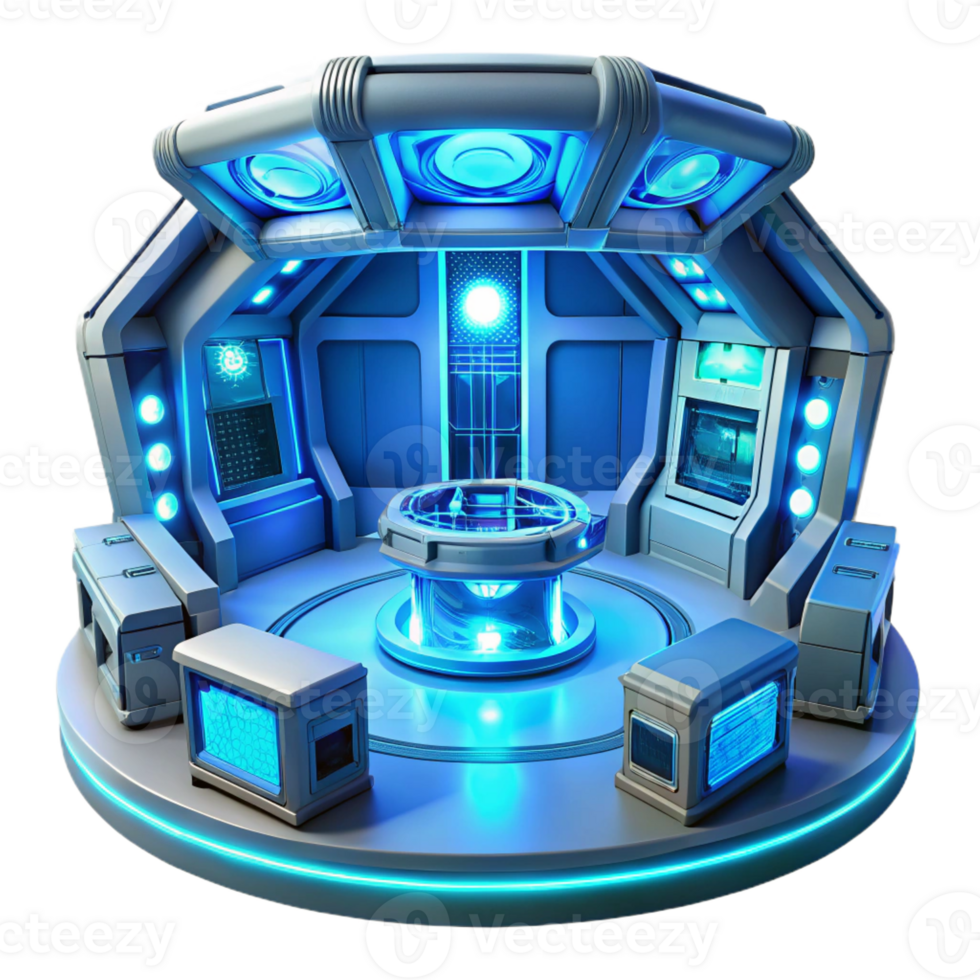 magnificent rustic Futuristic Spaceship Interior Glowing Controls high quality png