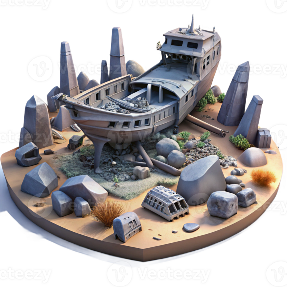 beautiful rustic A Spaceship Graveyard Filled with Decaying premium png
