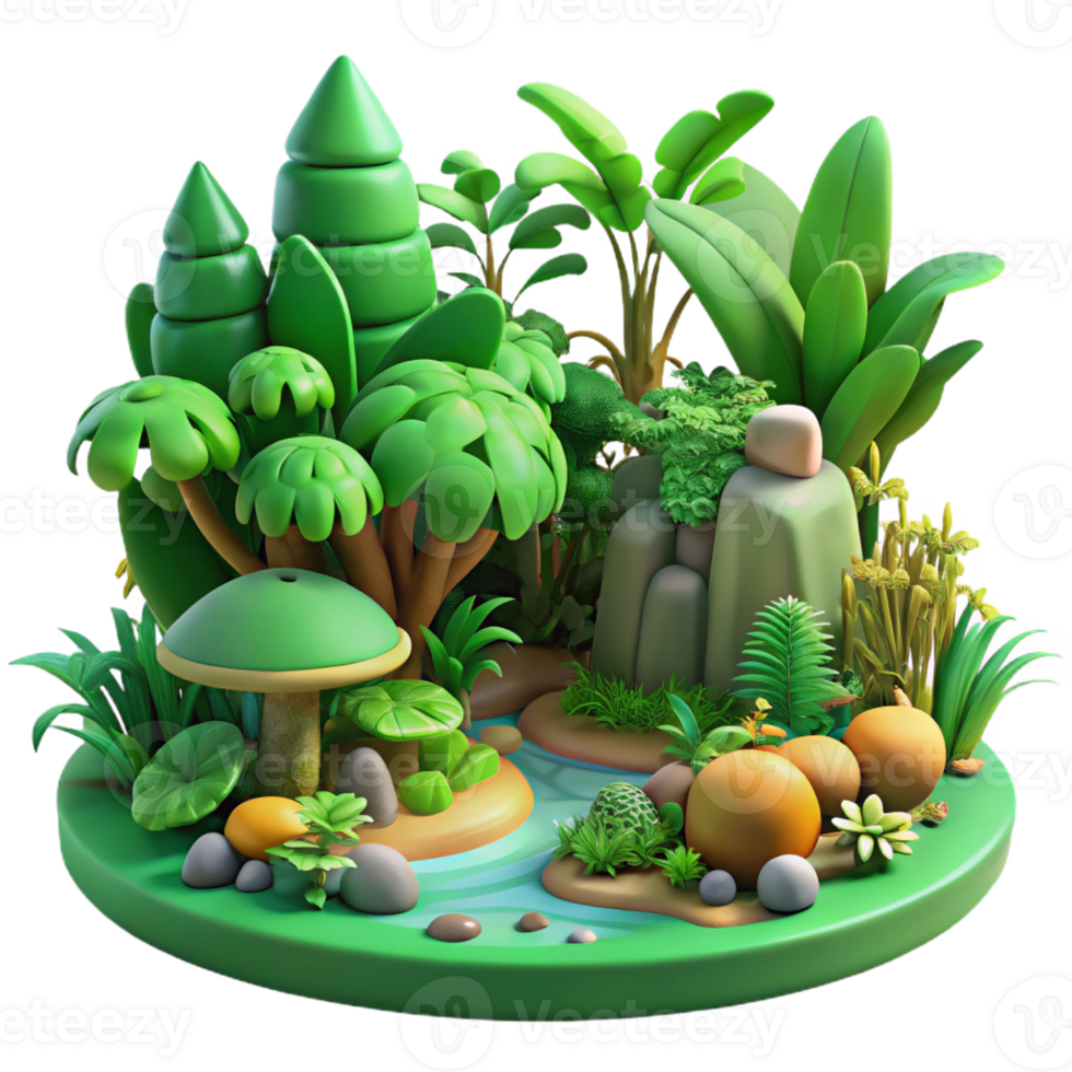 impressive artistic A Lush Green Jungle with Exotic Plants A authentic png