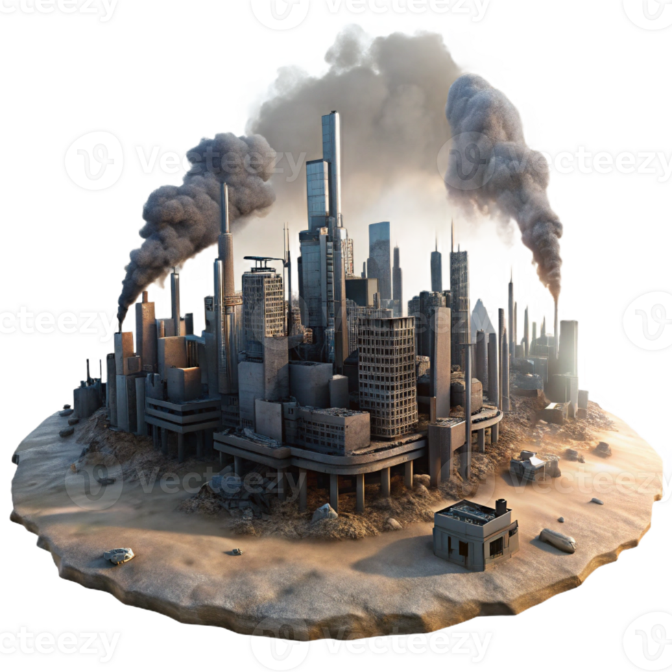 elegant artistic A Dilapidated Post Apocalyptic Cityscape high resolution png