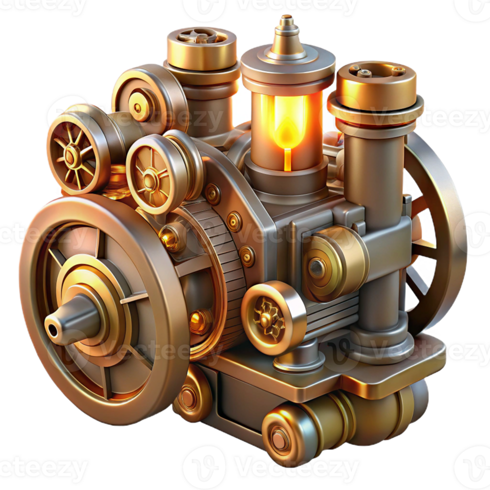 beautiful classic A Complex Steampunk Engine Pistons Pump high quality png