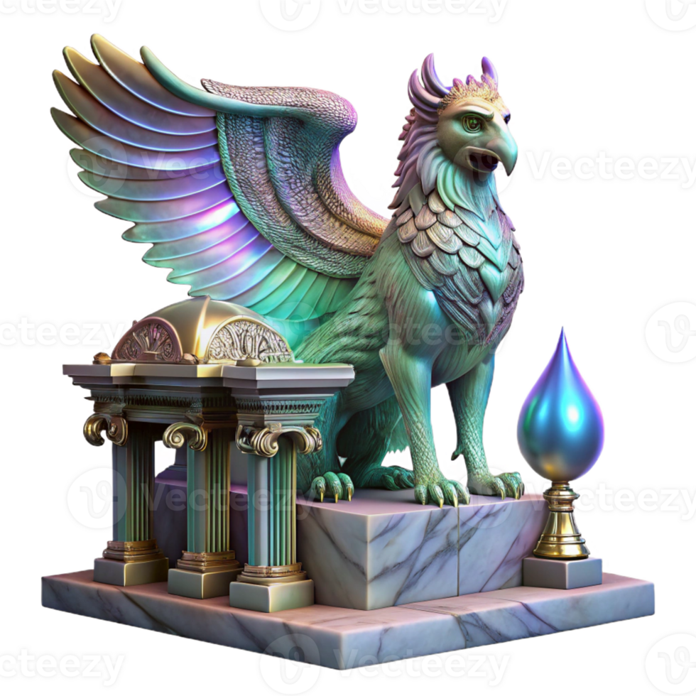 beautiful classic A Majestic Griffin with Iridescent Feather original png