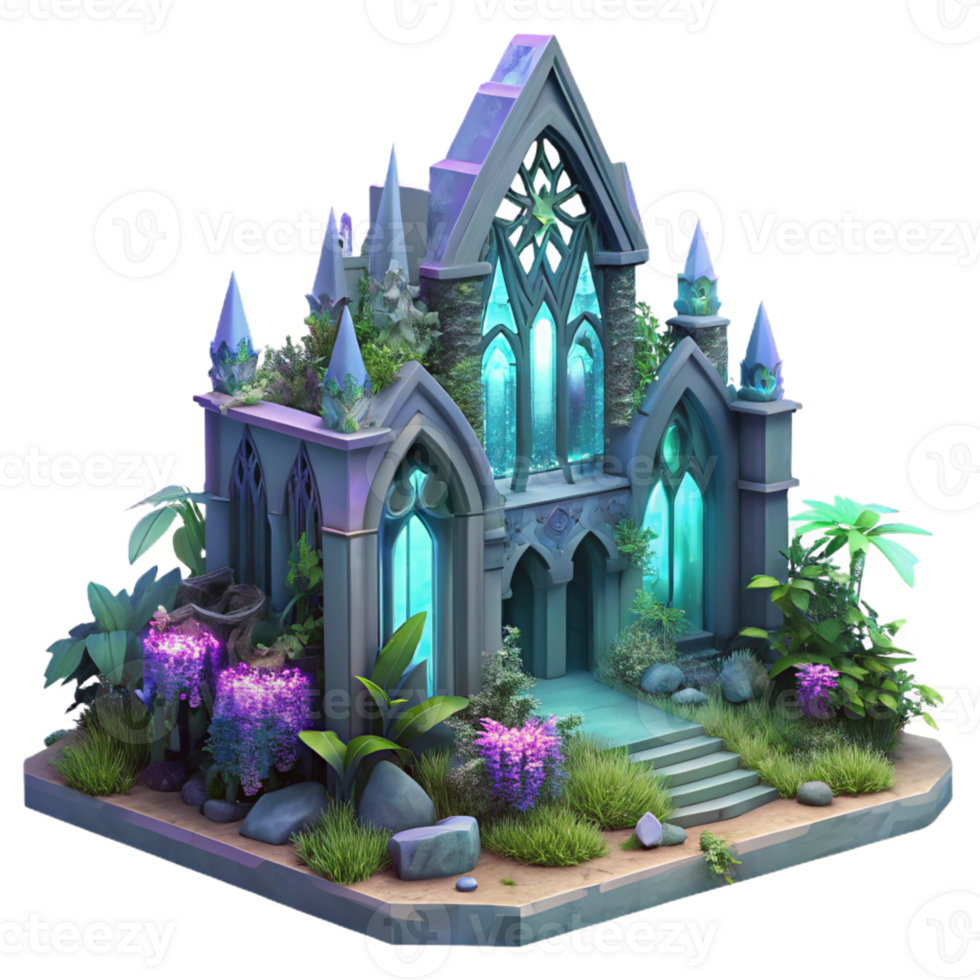 stunning minimalist A Crumbling Gothic Cathedral Overgrown Wit professional png