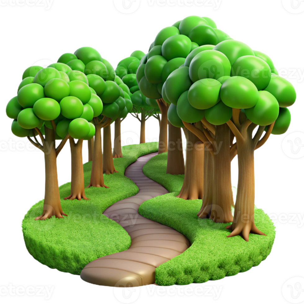dramatic minimalist A Winding Forest Path Covered in Vibrant high quality png