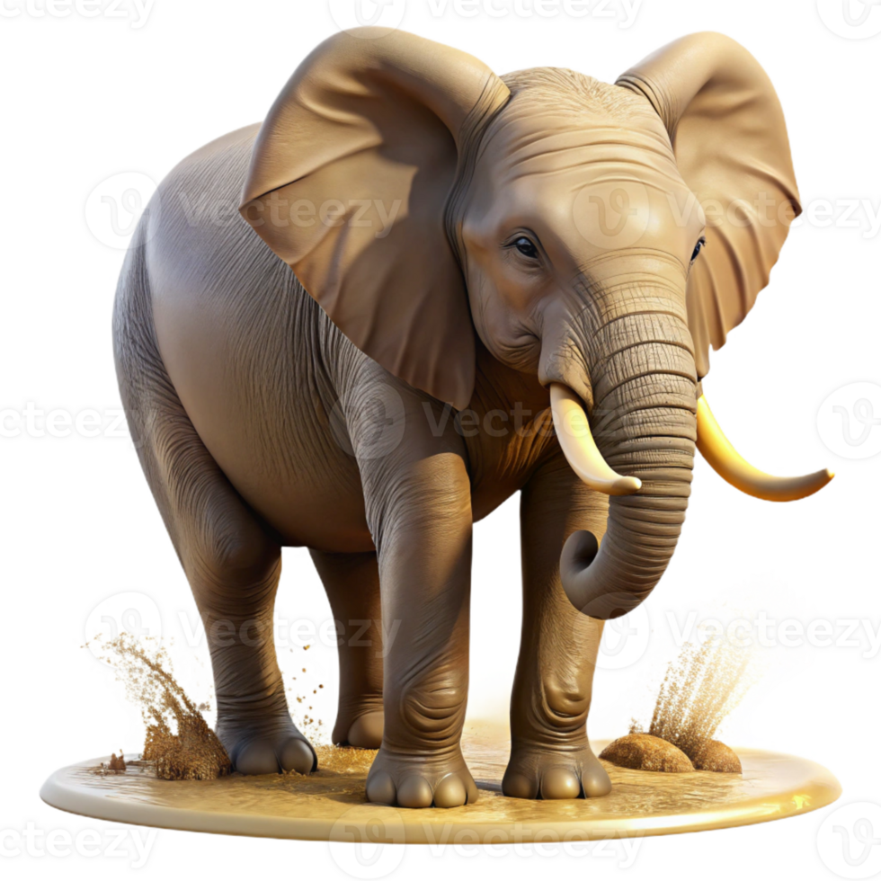 serene minimalist A Majestic African Elephant Drinking Fro high resolution png
