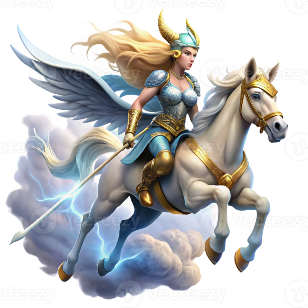 dramatic abstract A Graceful Valkyrie Riding a Winged Hors premium png