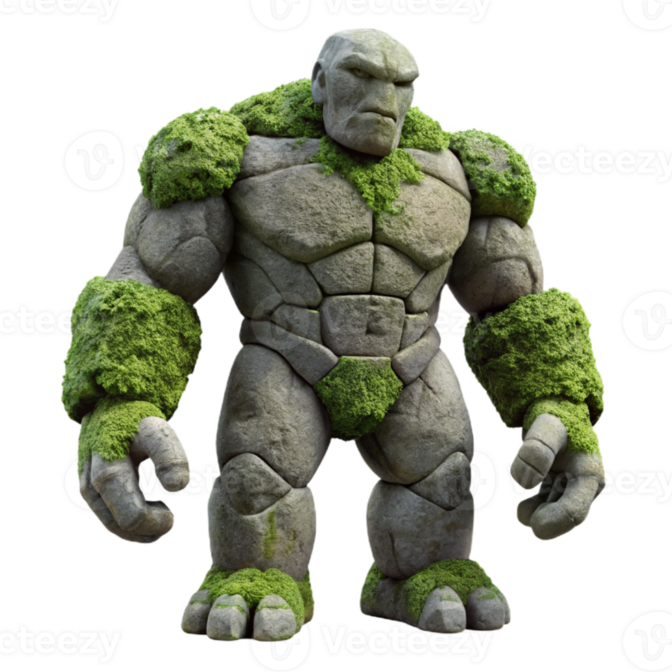 magnificent abstract Moss and Stone Golem png