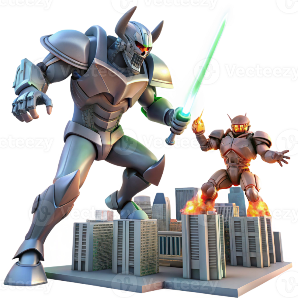 stunning traditional A Giant Robot Wielding a Massive Energy high quality png