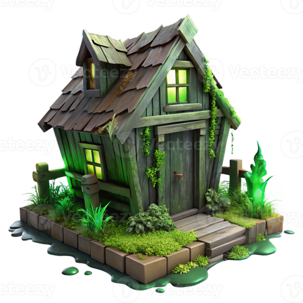 stunning artistic A Dilapidated Wooden Shack in a Swamp Ov premium png