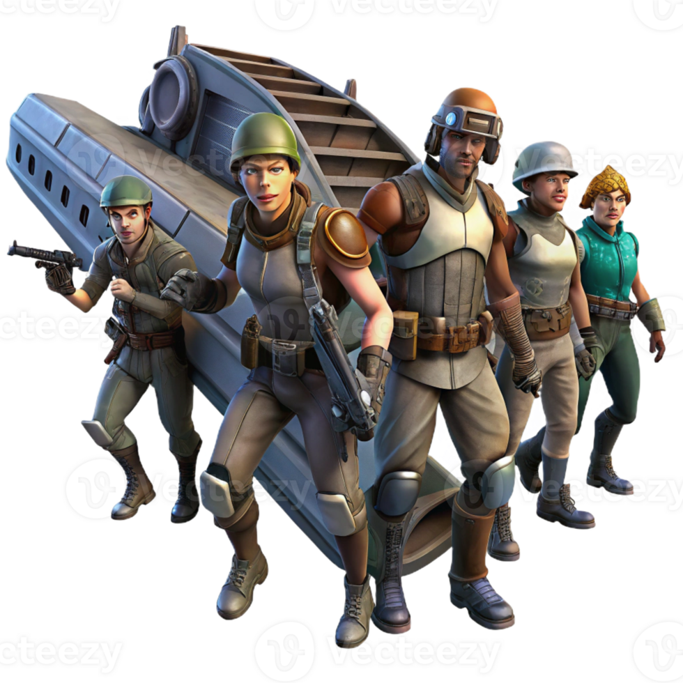 magnificent artistic A Group of Space Pirates Clad in Ragged detailed png