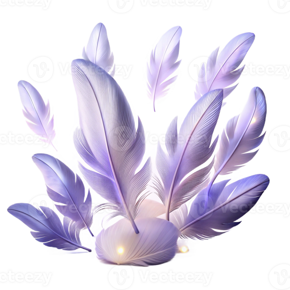 elegant contemporary Illuminated Field of Floating Feathers high resolution png