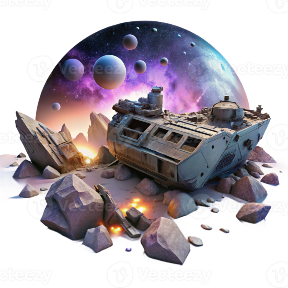 vibrant minimalist A Spaceship Graveyard Filled with Derel high resolution png