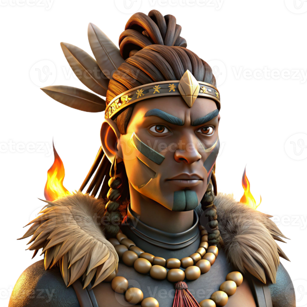 impressive modern Portrait of a Tribal Warrior with Intrica high quality png