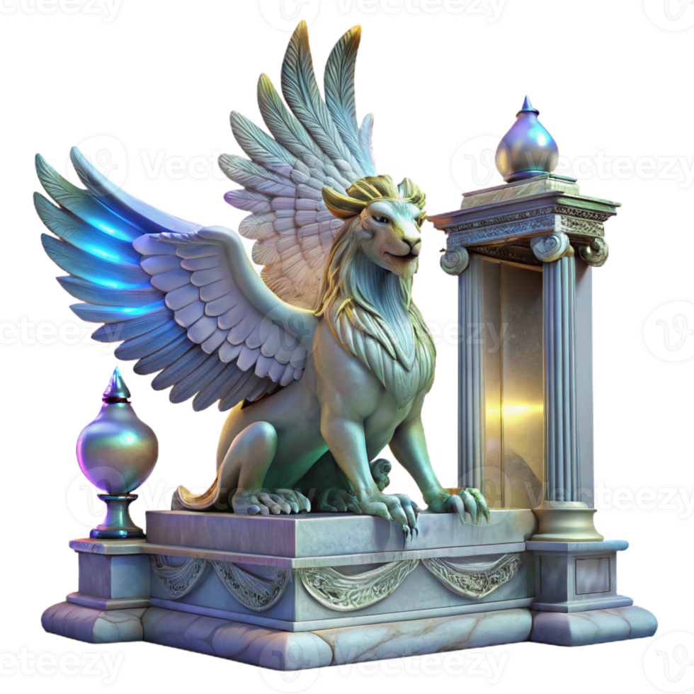 impressive abstract A Majestic Griffin with Iridescent Feather authentic png
