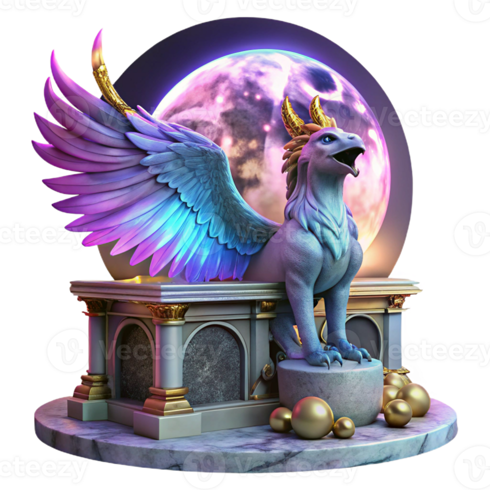 elegant creative A Majestic Griffin with Iridescent Feathe png