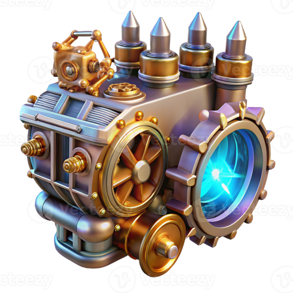 dramatic modern Intricate Steampunk Engine Design png