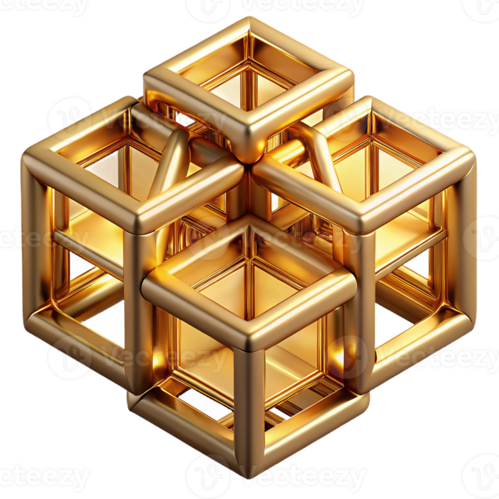 serene contemporary Golden Interlocking Geometric Shapes For authentic png