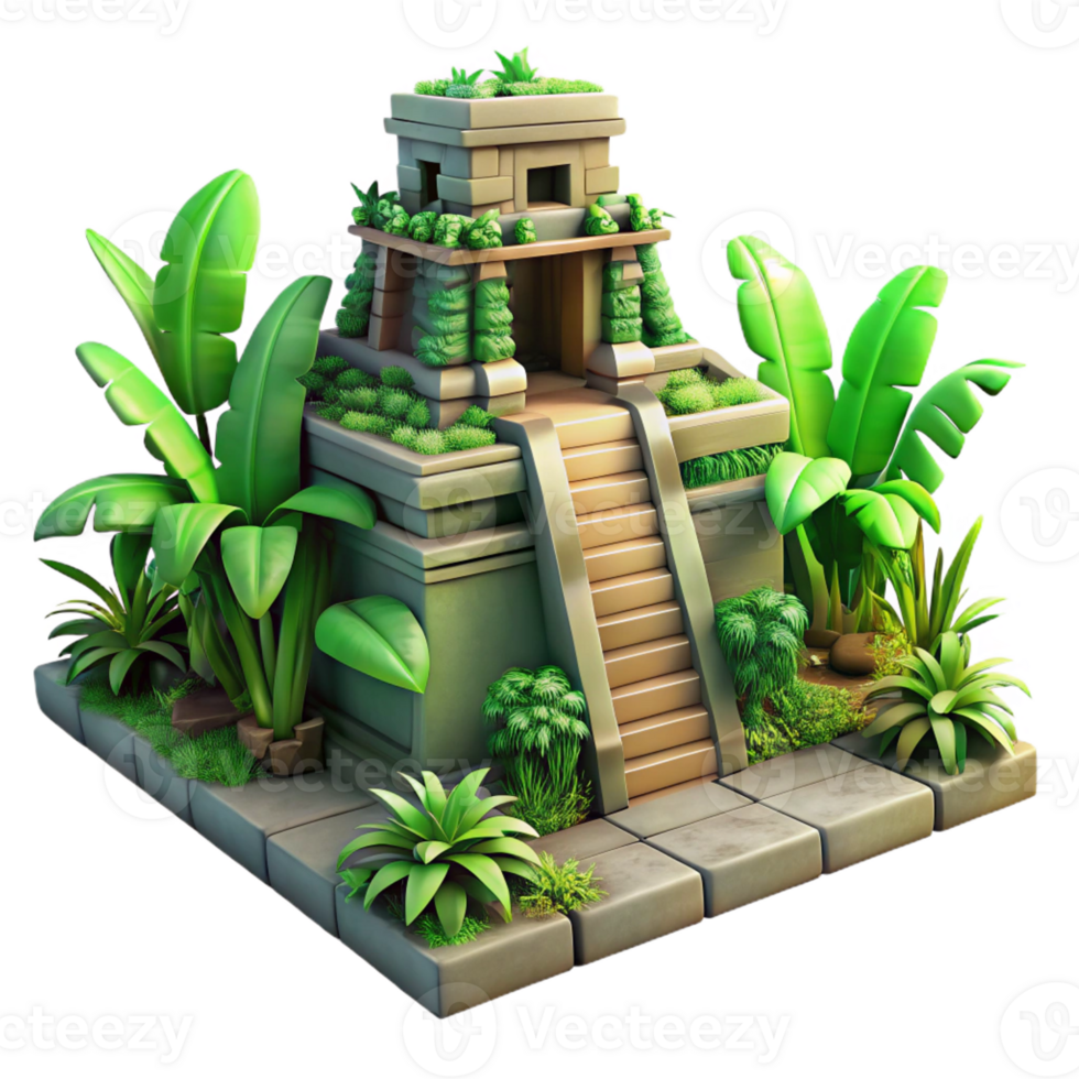 impressive abstract An Ancient Mayan Temple Overgrown with Ju professional png