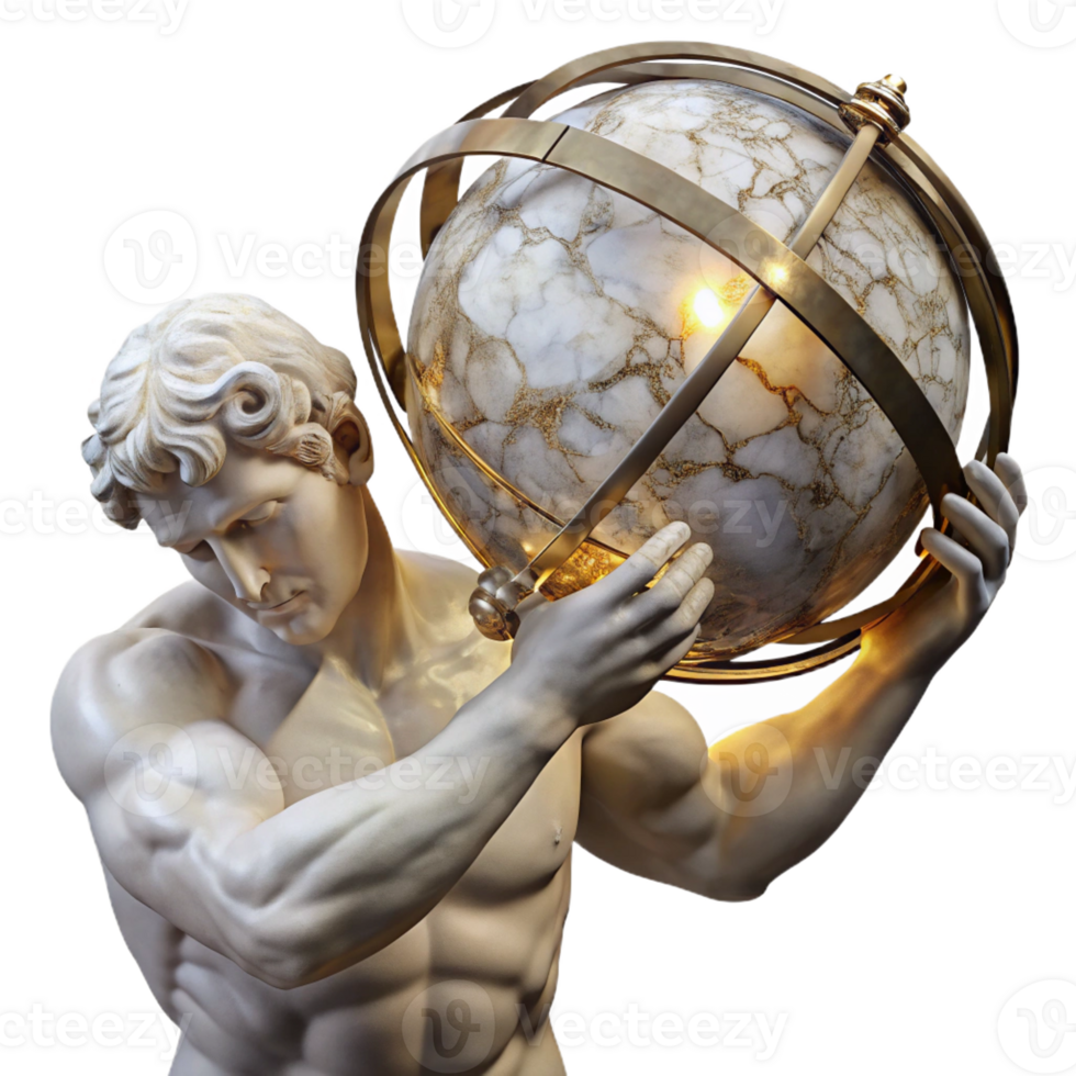 stunning modern A Stoic Marble Statue of Atlas Burdened exclusive png