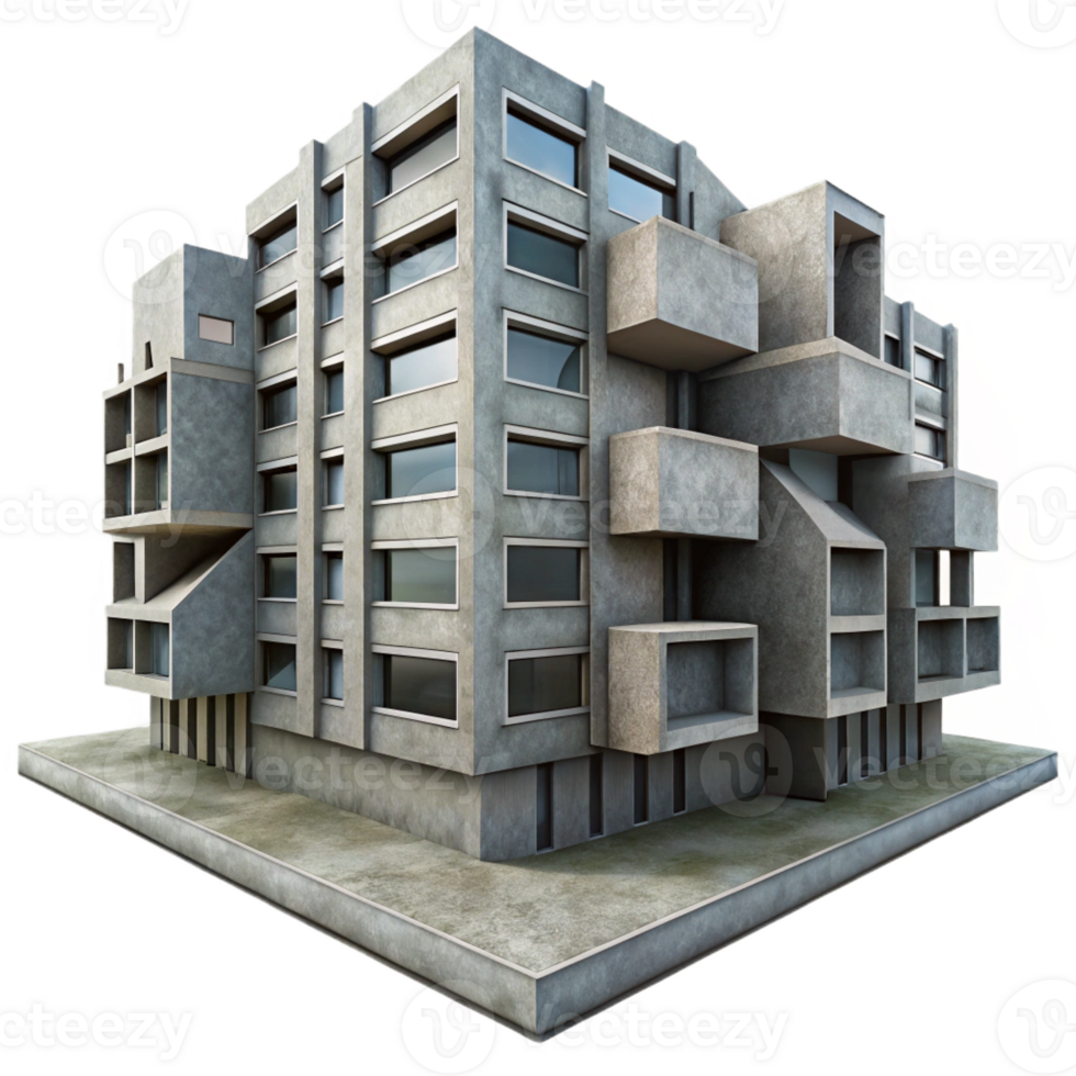 impressive creative Brutalism Inspired Apartment Complex Expo detailed png