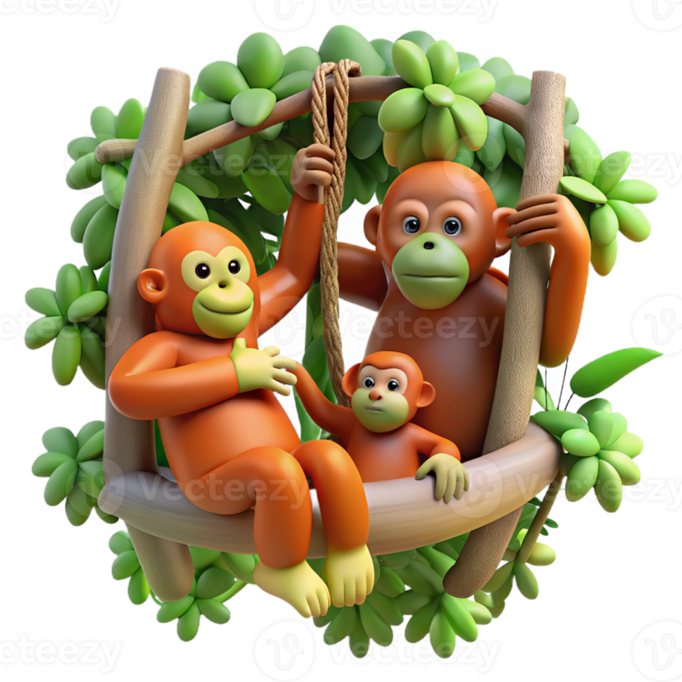 impressive abstract A Family of Orangutans Swinging Through professional png