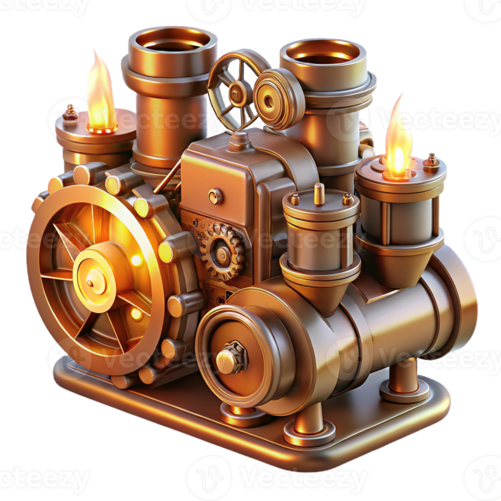 elegant contemporary A Complex Steampunk Engine Pistons Pump premium png