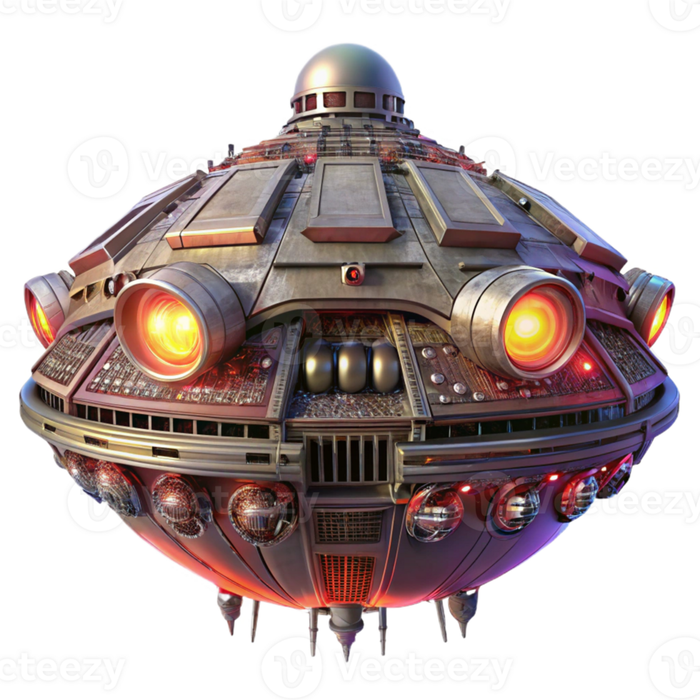 serene modern A Colossal Bio Mechanical Spaceship Its professional png