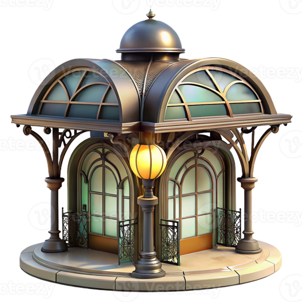 serene classic Art Nouveau Metro Station Intricate Wrought Iron original png