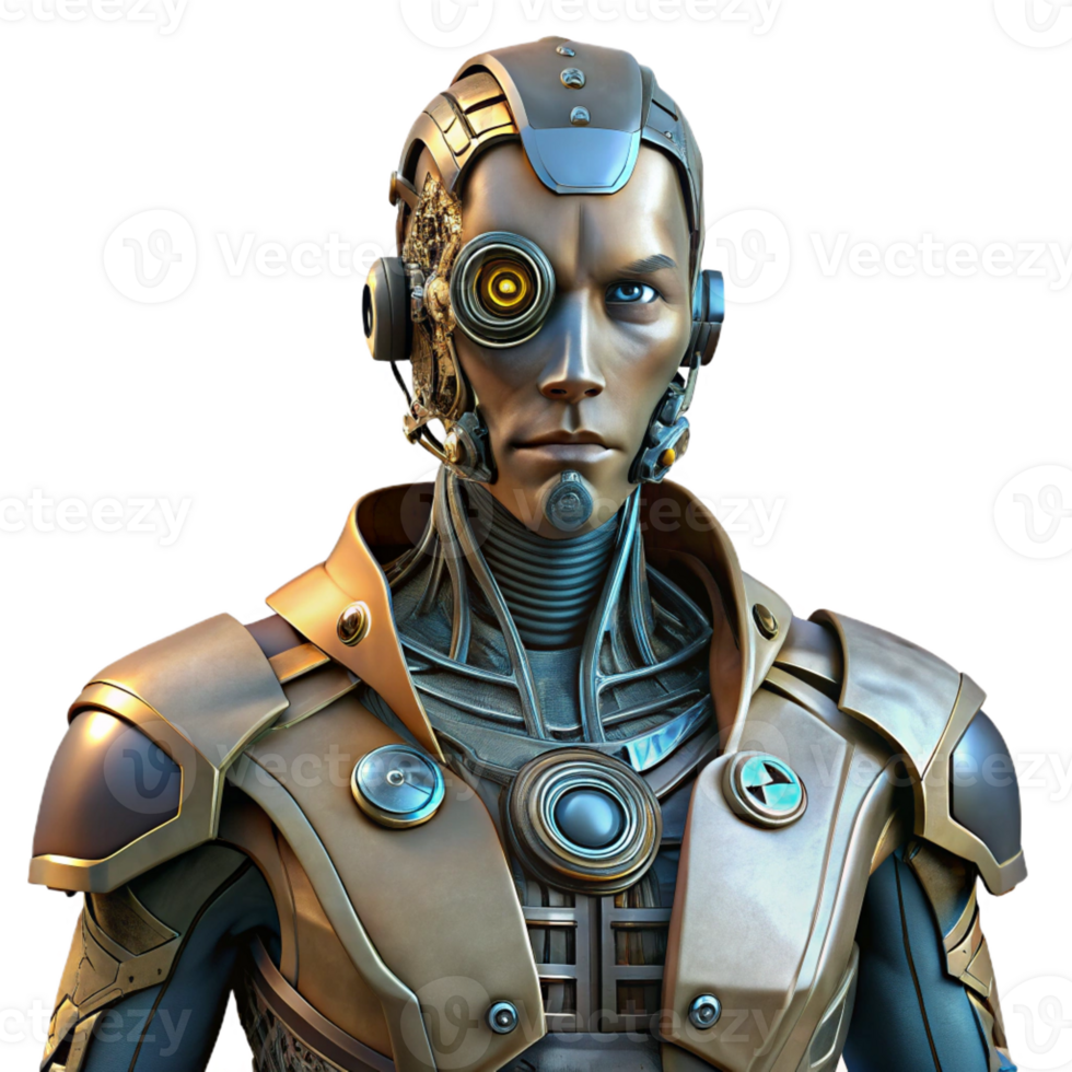 beautiful minimalist Steampunk Cyborg Man and Machine genuine png