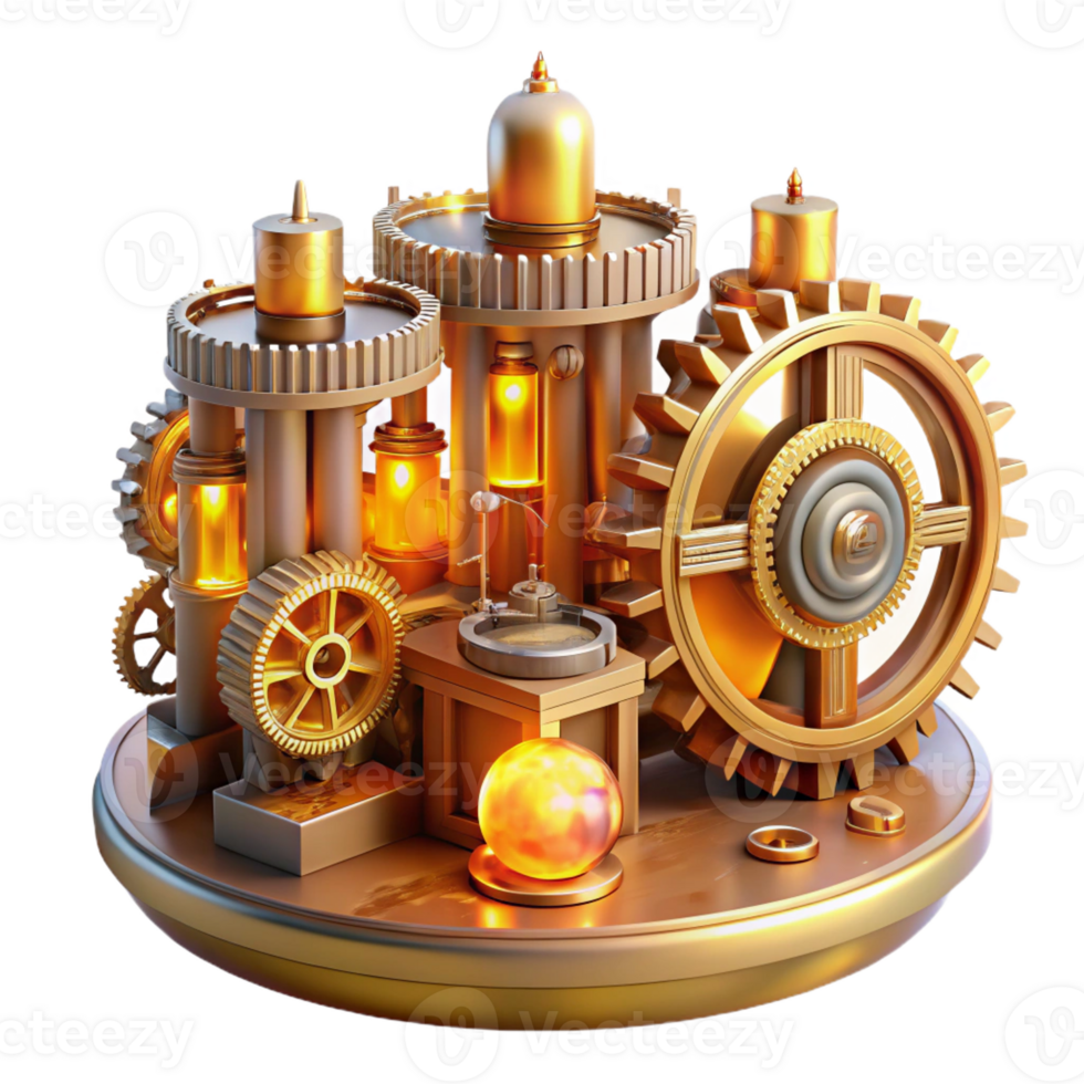 extraordinary minimalist An Intricate Clockwork City with Gears An high quality png