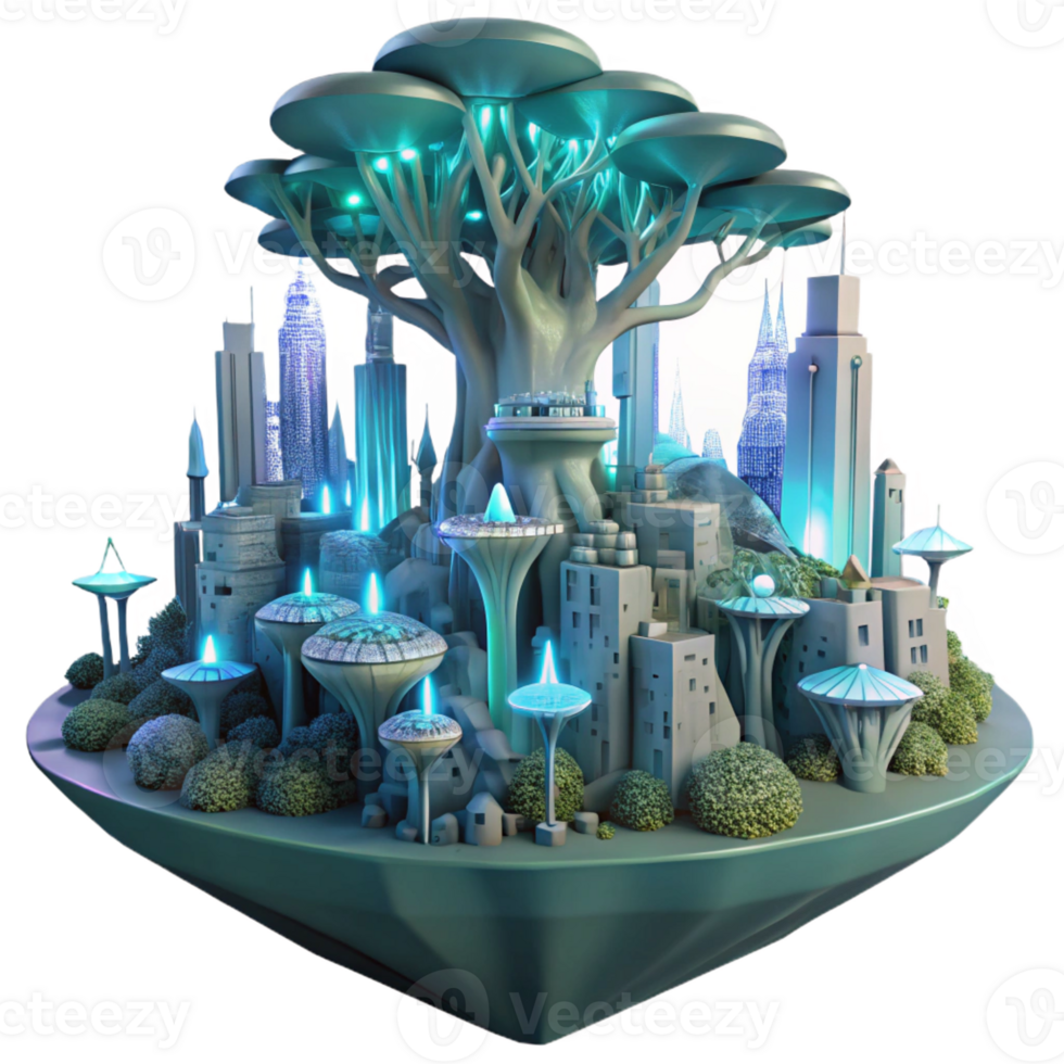 beautiful rustic A Futuristic City Built Into a Giant Tree 4K png