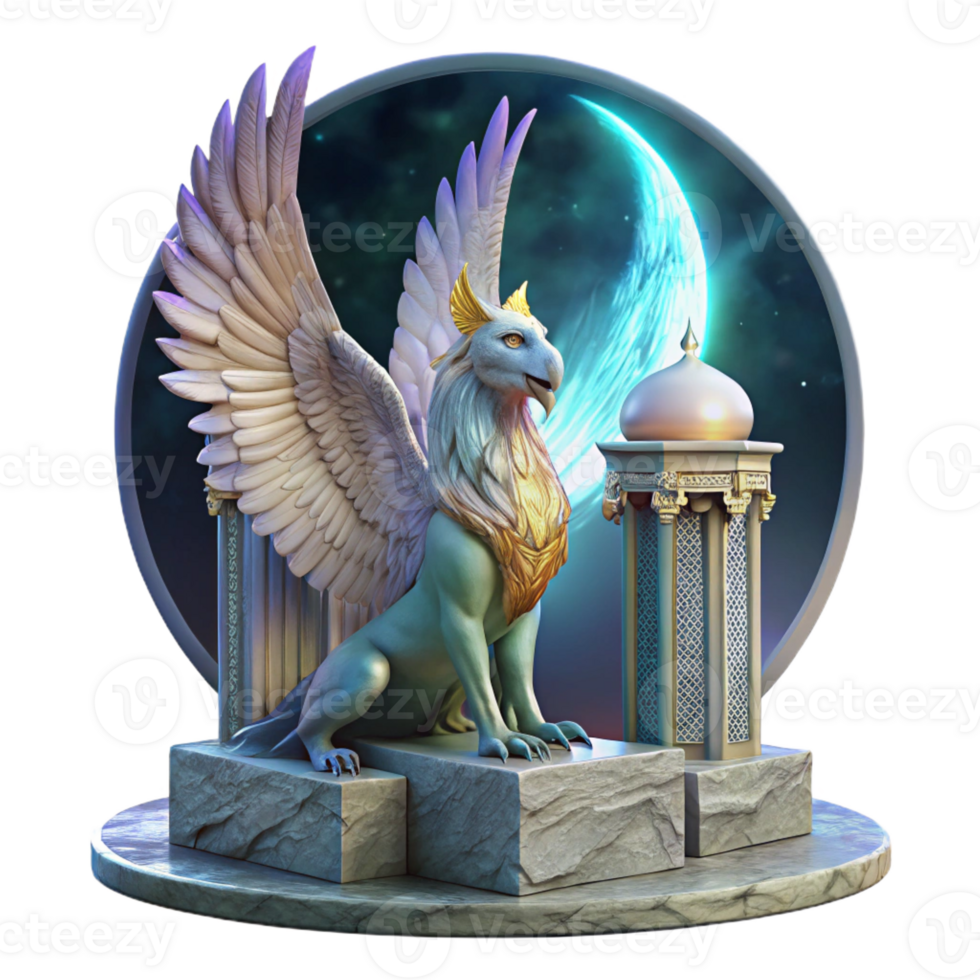 stunning creative A Majestic Griffin with Iridescent Feather authentic png