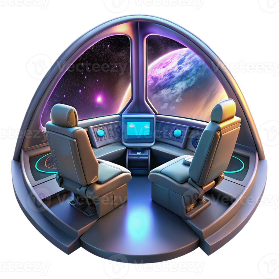 vibrant contemporary A Futuristic Spaceship Cockpit with a View professional png
