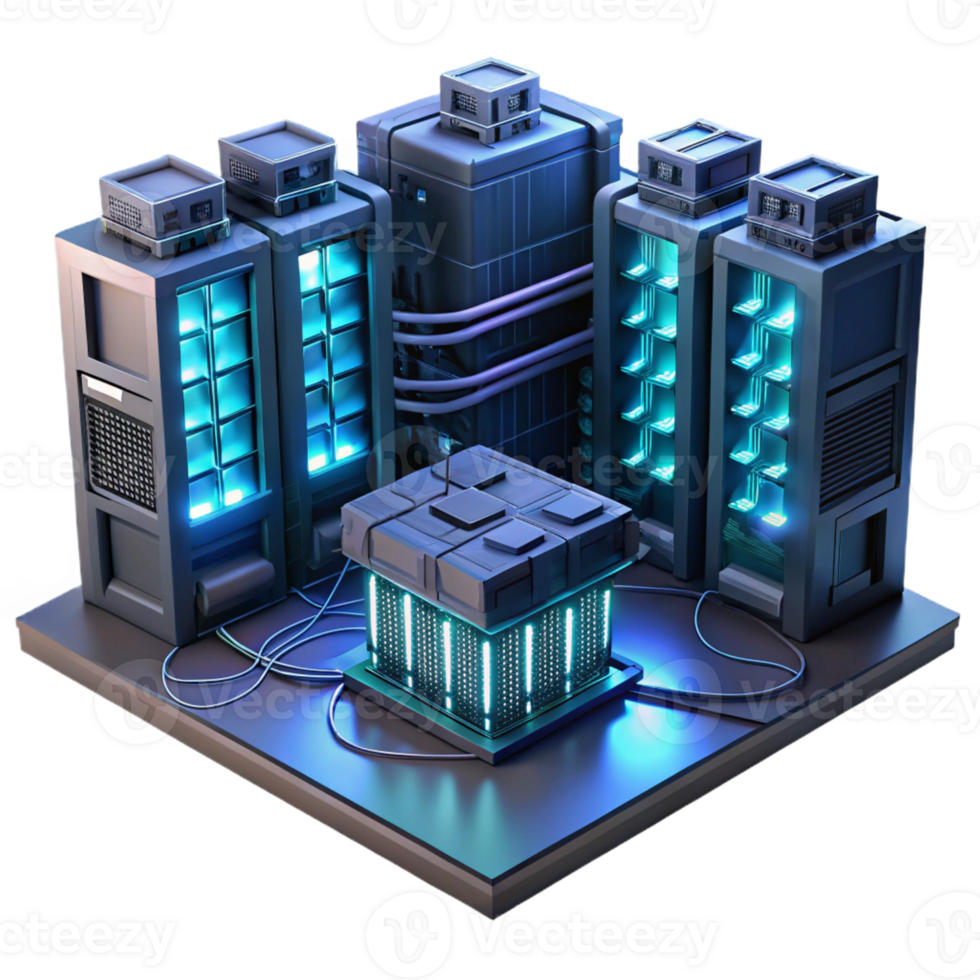 stunning creative A Server Room with Glowing Lights and Co high quality png