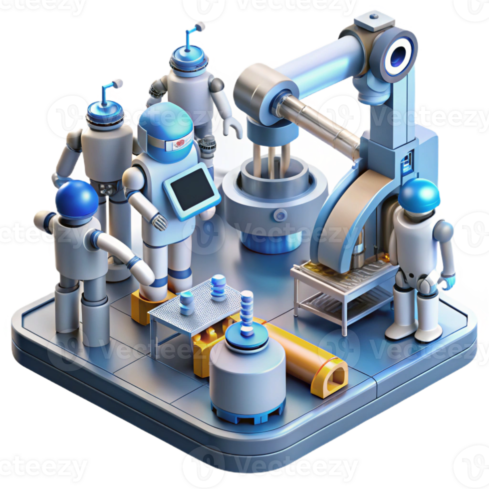 impressive abstract A Group of Robots Working in a Futurist 4K png