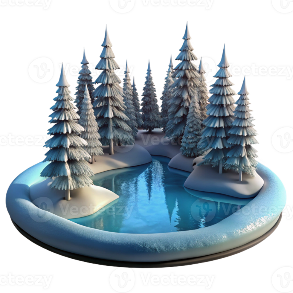 elegant artistic A Frozen Lake Reflecting Snow Covered T genuine png