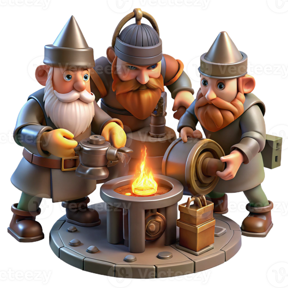 dramatic abstract A Group of Gnomes Crafting Magical Artifac professional png