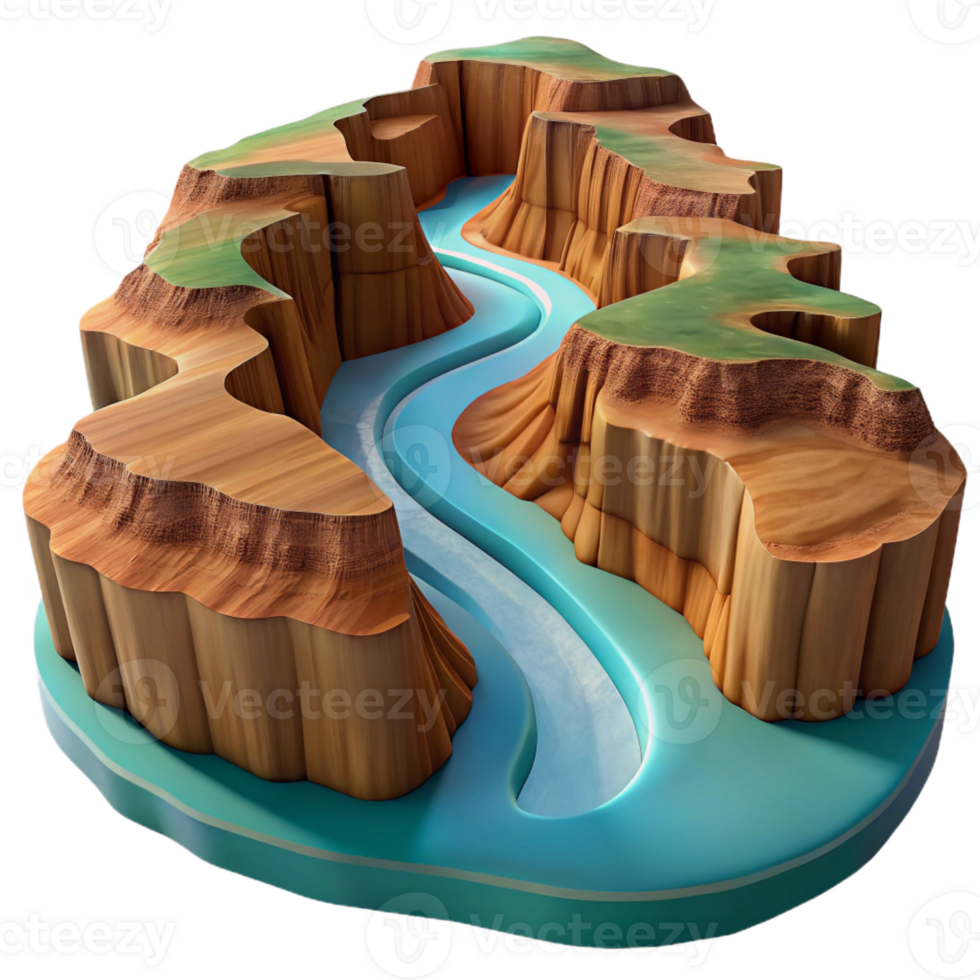 extraordinary minimalist A Winding River Cutting Through a Canyon detailed png