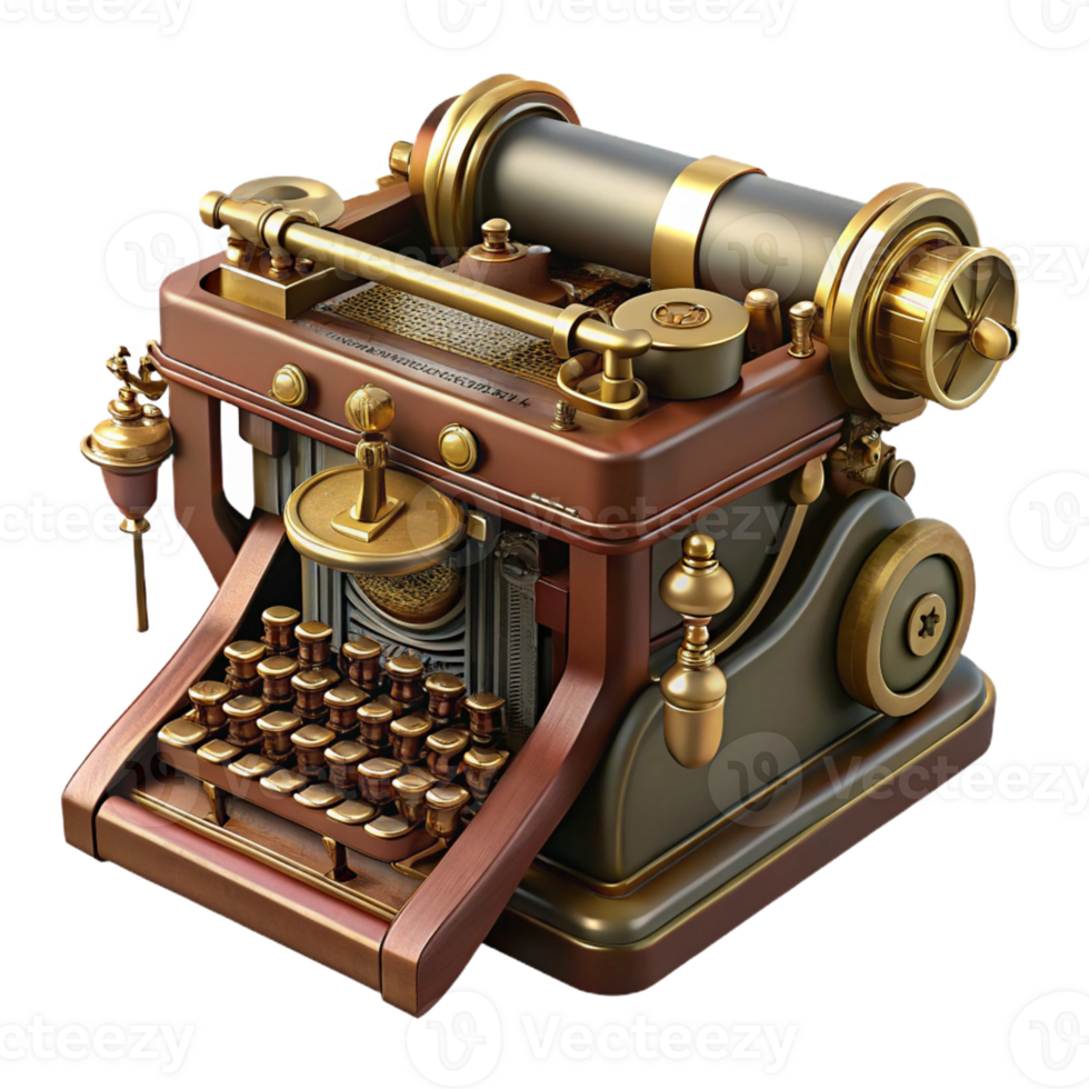 vibrant classic Steampunk Typewriter Intricate Keys professional png