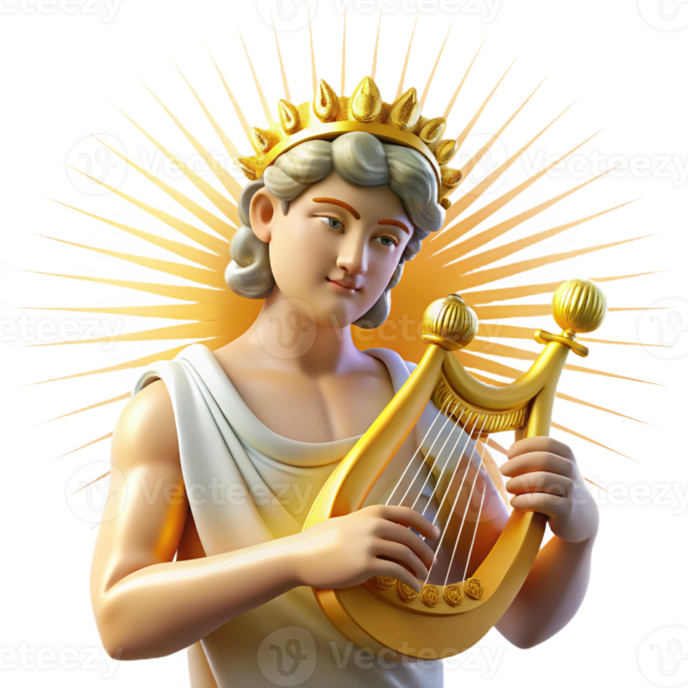 stunning vintage A Radiant Apollo Playing a Lyre Surround detailed png