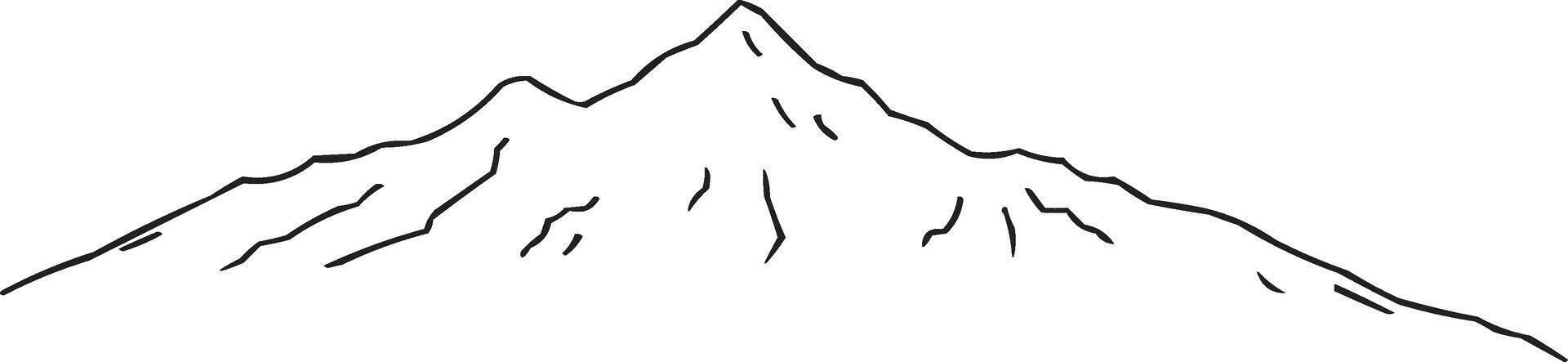 A mountain range line art silhouette of on white background vector