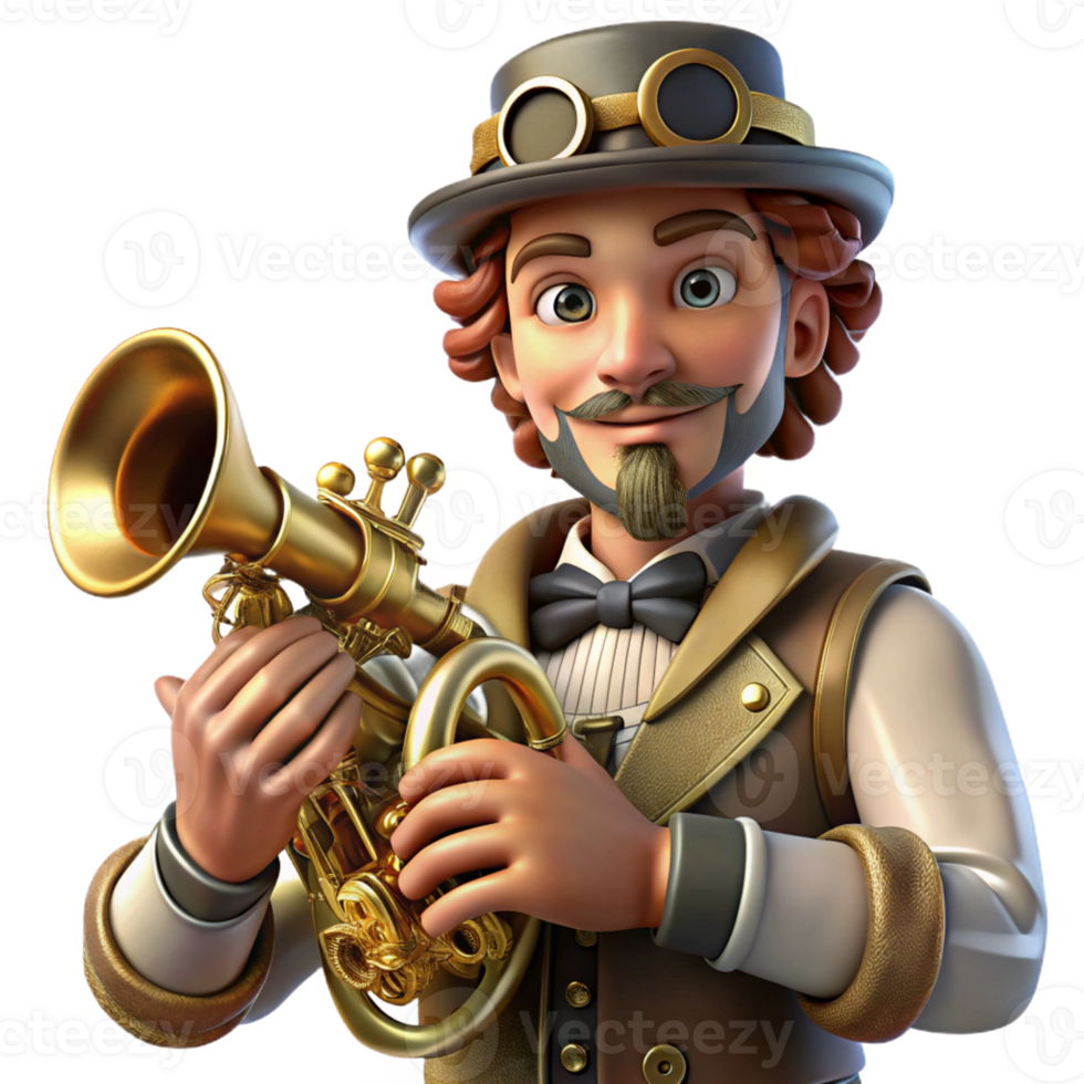 elegant creative A Portrait of a Steampunk Musician Playi original png