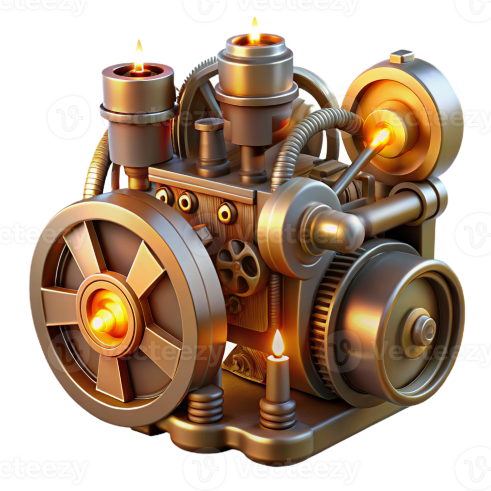 serene rustic A Complex Steampunk Engine Pistons Pump genuine png