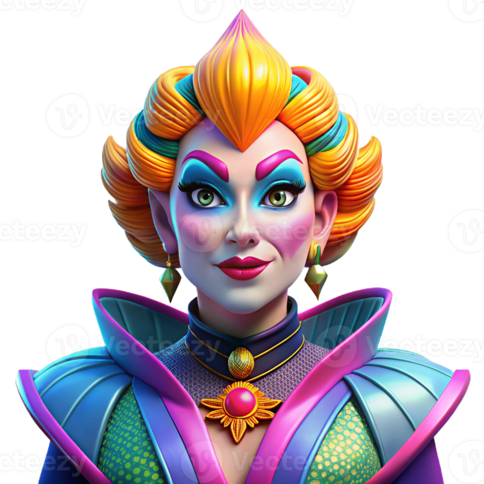 beautiful abstract Portrait of a Vibrant Drag Queen with El authentic png