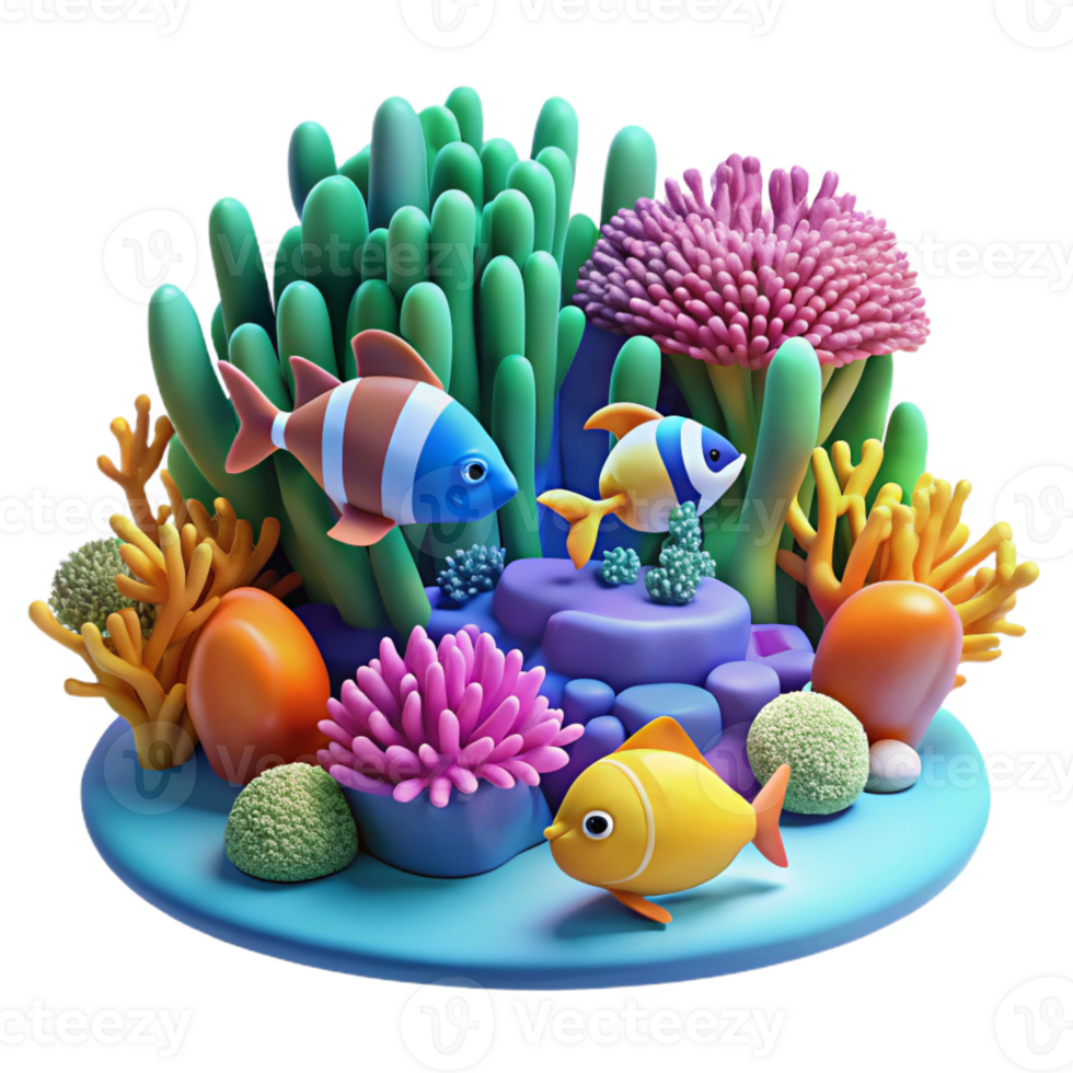 elegant creative Vibrant Coral Reef Colorful Fish original png