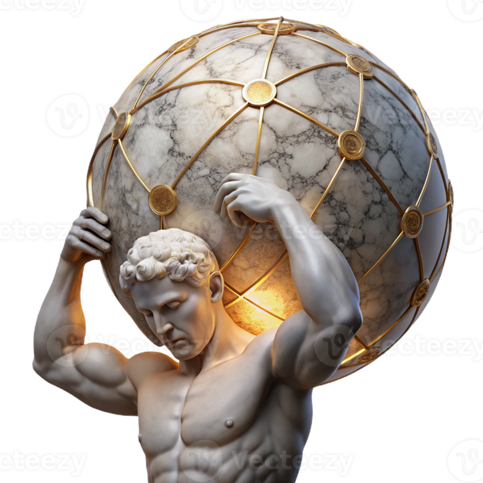 vibrant creative A Stoic Marble Statue of Atlas Burdened original png