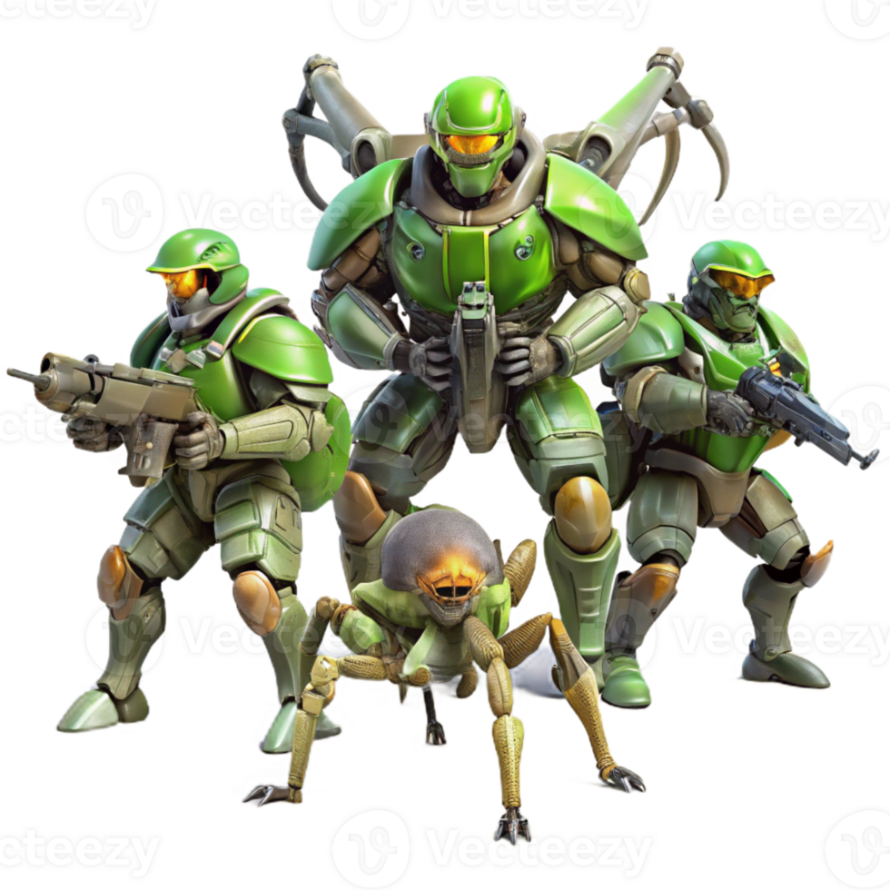 extraordinary rustic A Group of Futuristic Soldiers in Powere professional png
