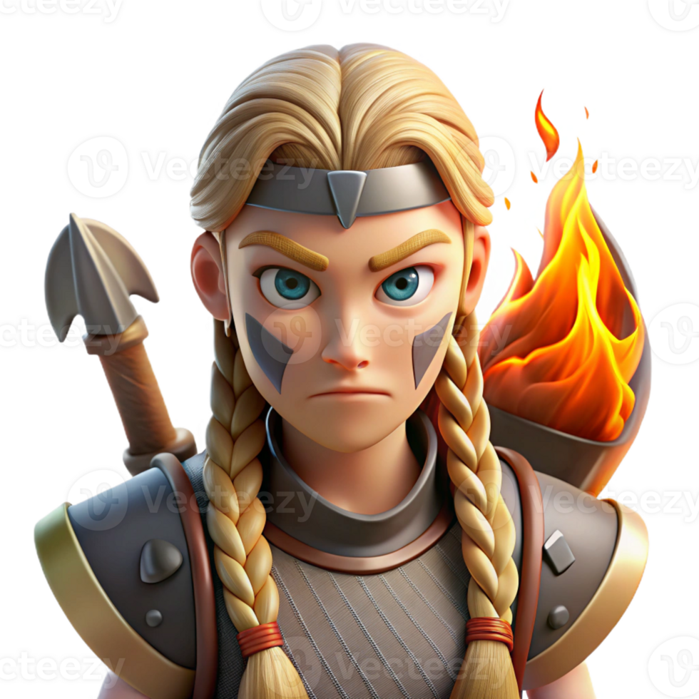 dramatic modern Portrait of a Fierce Viking Warrior With png