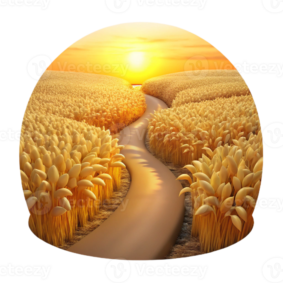 vibrant rustic A Winding Dirt Path Through a Field of Ta premium png