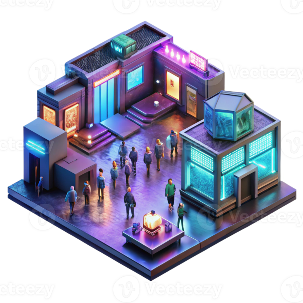 extraordinary rustic A Bustling Cyberpunk Marketplace Hologr genuine png